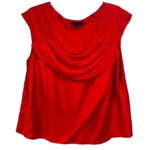 Lafayette 148 Silk Cherry Red Sleeveless‎ Cowl Neck Top Size 24 Business Casual